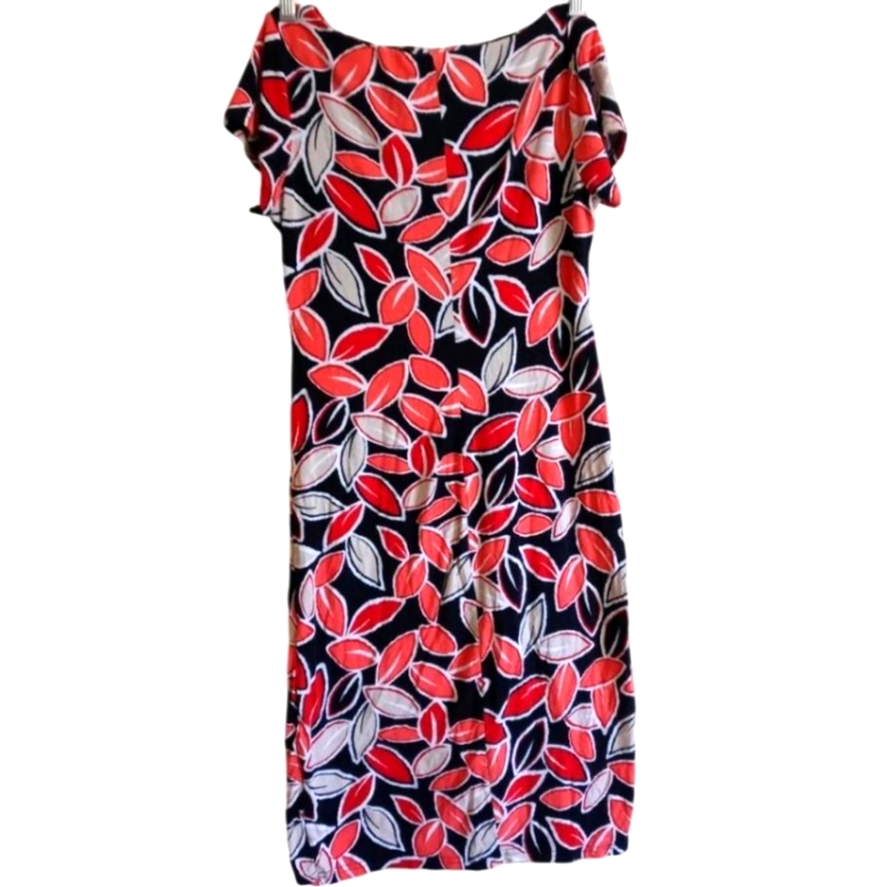 Roman Leaf Printed Midi Short Sleeve Dress - Picture 2 of 3